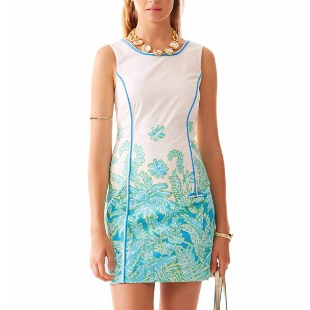 NWT Lilly Pulitzer Carlow Resort White Palm Party Engineered Shift Dress Size 6
